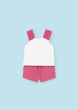 Mayoral Girls White & Pink Shorts Set