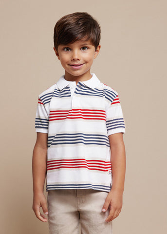 Mayoral Blue & Red Striped Polo Shirt