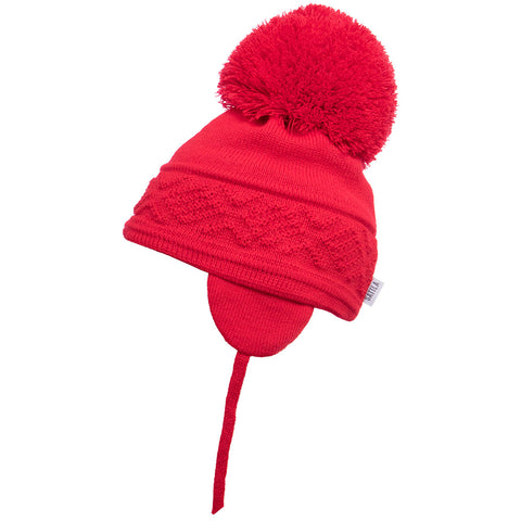 Satila of Sweden Red Malva Pom Pom Hat