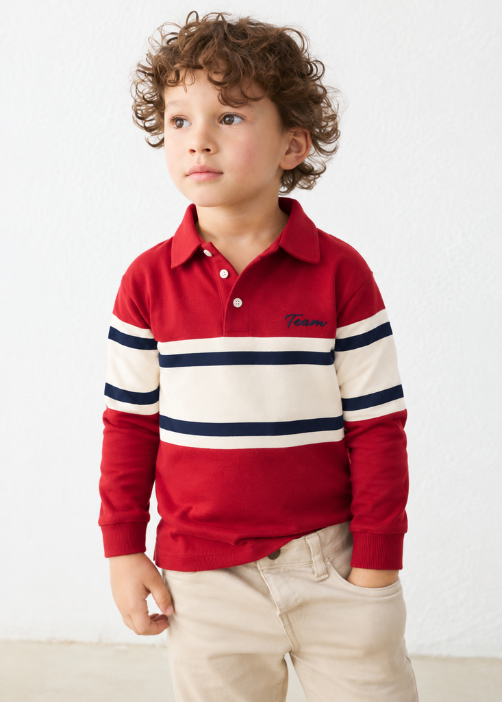 Mayoral Boys Red & Ivory Polo Shirt