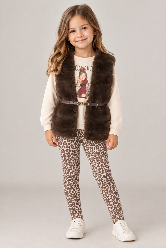 Mayoral Girls  Brown Faux Fur Gilet