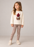 Mayoral Girls’ Beige Teddy & Leopard Print Leggings Set
