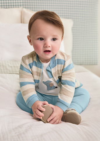 Mayoral Blue & Beige Striped Tracksuit