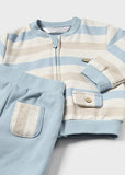 Mayoral Blue & Beige Striped Tracksuit