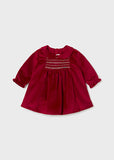 Mayoral Red Velvet Smocked Dress