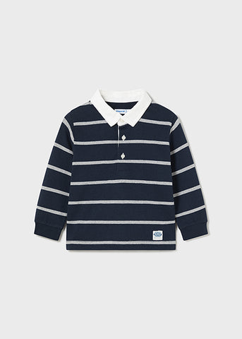 Mayoral Navy & Grey Striped Polo Shirt