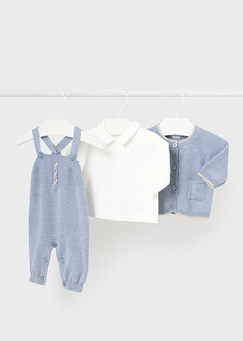 Mayoral Three Piece Dungaree Knitted Set