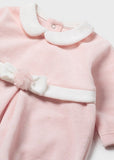 Mayoral Pink Velour Babygrow & Hat Set