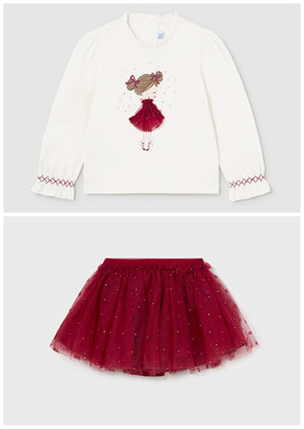 Mayoral Red Tulle Skirt Set