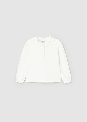 Mayoral Girls Long Sleeved Ivory  Top