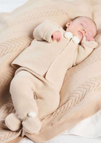 Dandelion Beige Pom Pom Knitted Outfit