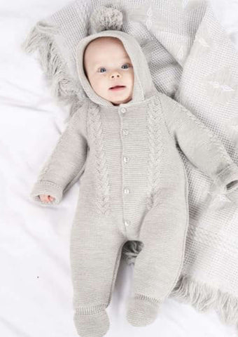 Dandelion Light Grey Cable Knitted Pramsuit