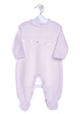 Dandelion Satin Bow Pink Knitted Onesie