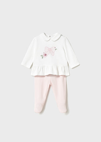 Mayoral Pink & White Babygrow Set