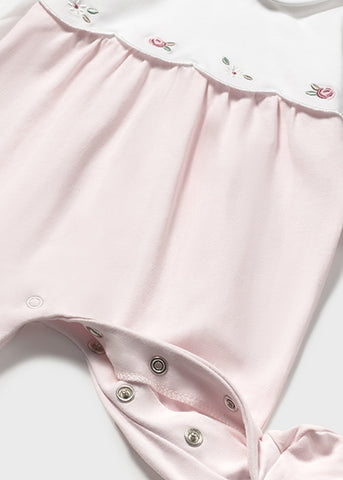 Mayoral Pink & White Cotton Babygrow