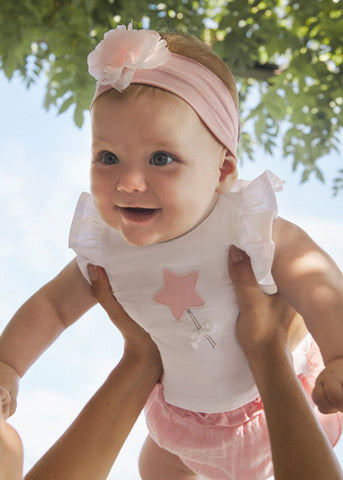 Mayoral Pink & White Baby Shorts Set