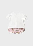 Mayoral Pink & White Teddy Bear Shorts Set