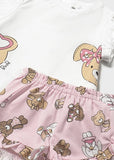 Mayoral Pink & White Teddy Bear Shorts Set