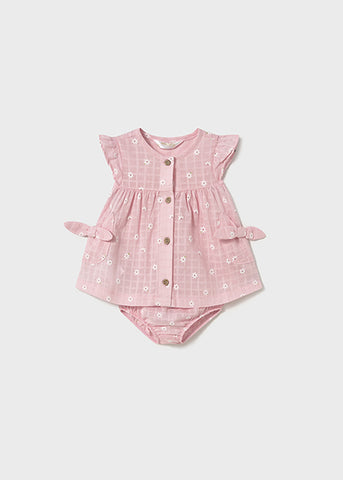 Mayoral Pink Cotton Daisy Dress & Pants Set