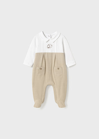 Mayoral Beige & White Babygrow