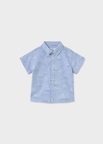 Mayoral Blue Sailboat Short Sleeved Shirt