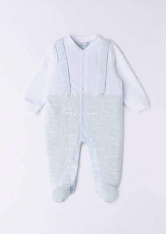 iDO BLUE & WHITE COTTON BABYGROW