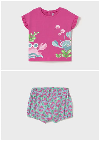 Mayoral Fuchsia Shorts Set