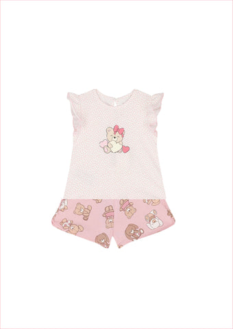 Mayoral Bear Print Shorts Set