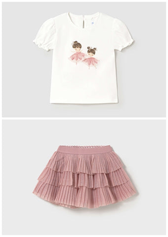 Mayoral Pink Ballerina Skirt Set