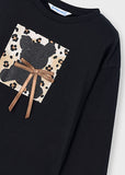 Mayoral Girls Black Teddy Print Top