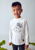 Mayoral Ivory Embossed Dinosaur Top