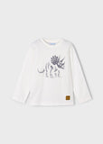 Mayoral Ivory Embossed Dinosaur Top