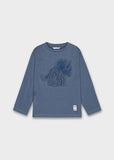 Mayoral Blue Embossed Dinosaur Top