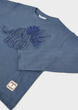 Mayoral Blue Embossed Dinosaur Top