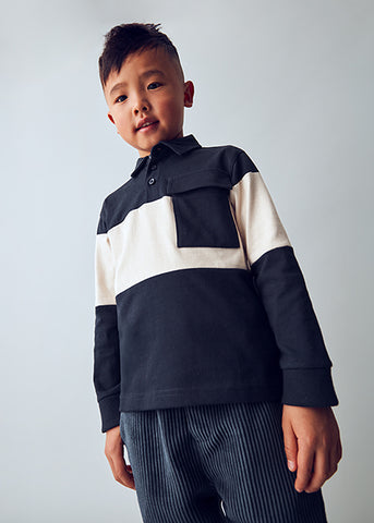 Mayoral Navy Blue & Ivory Polo Shirt