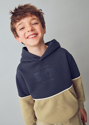Mayoral Navy Blue & Beige Hoodie