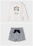 Mayoral Ivory & Blue Girls Shorts Set