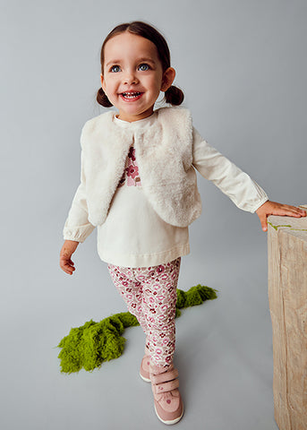 Mayoral Girls Beige & Floral 3-Piece Leggings Set