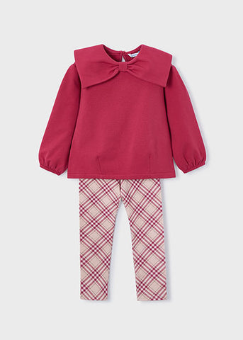 Mayoral Red & Beige Tartan Leggings Set