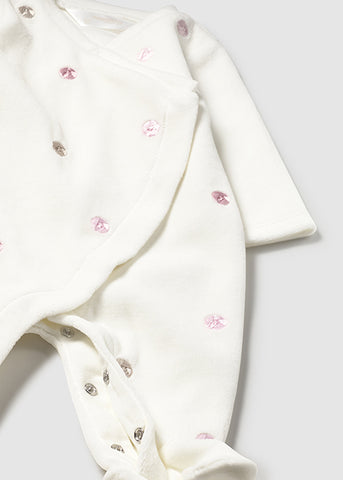 Mayoral Baby Girls Ivory Velour Babygrow