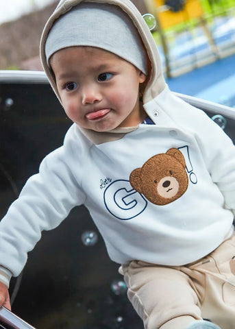 Mayoral Ivory & Beige Teddy Hoodie
