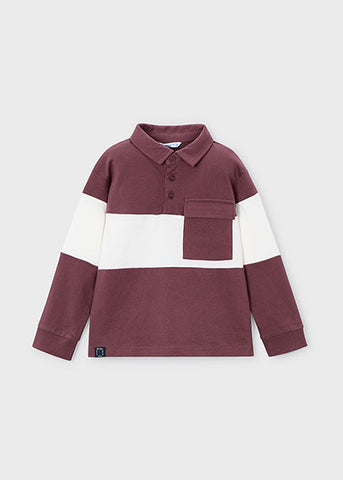 Mayoral Burgundy & Ivory Polo Shirt