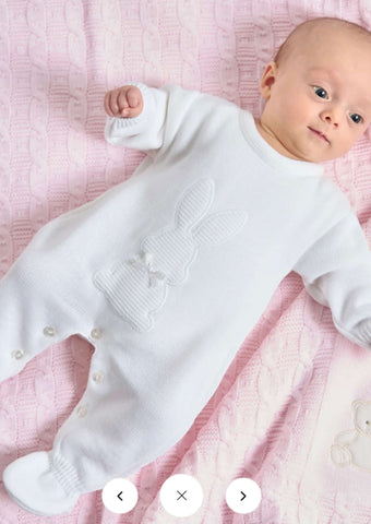 Dandelion White Knitted Bunny Onesie