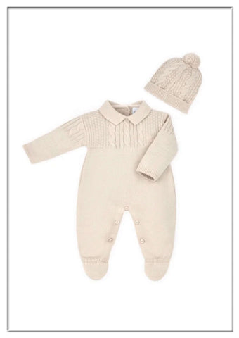 Dandelion Beige Knitted All-in- One & Hat Set