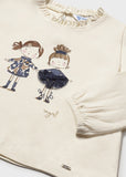 Mayoral Beige & Navy Girl Print Leggings Set