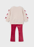 Mayoral Beige & Red Bow Leggings Set