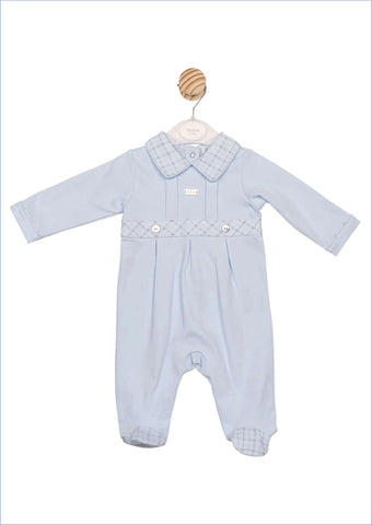 Mintini Pale Blue Checked Babygrow