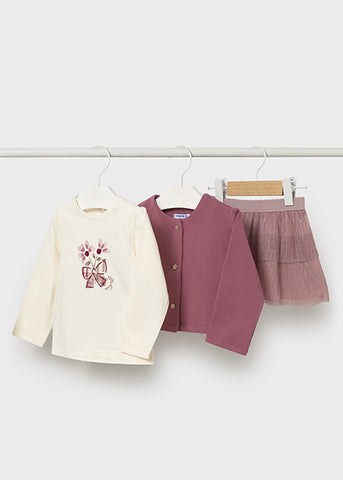 Mayoral Pink & Ivory Skirt Set