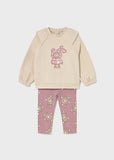 Mayoral Beige & Pink Teddy Leggings Set
