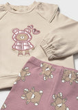 Mayoral Beige & Pink Teddy Leggings Set